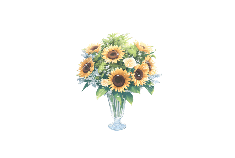 春天清新淡雅向日葵绿植花束