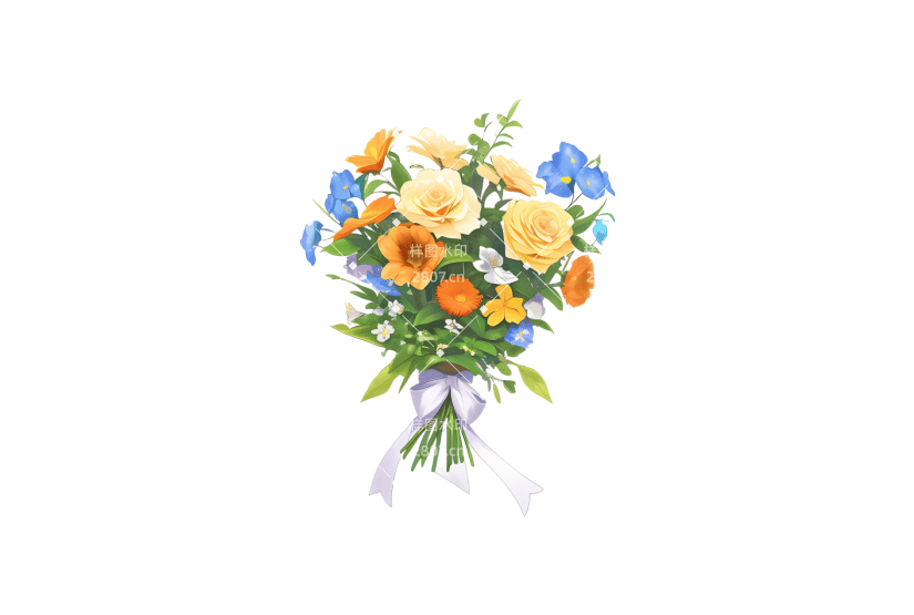 春天清新浪漫彩色鲜花花束