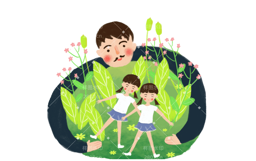 元素父亲节父女花卉呵护父爱元素