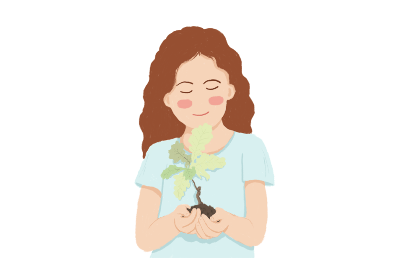 元素植物花卉人物卡通手绘日签