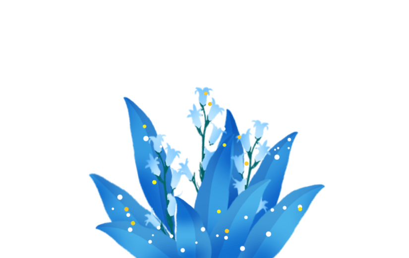 卡通手绘清新植物花卉蓝色插画元素