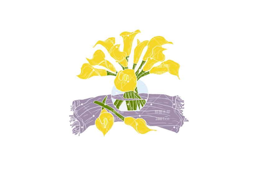 手绘花朵 手绘国风 马蹄莲 马蹄莲插画