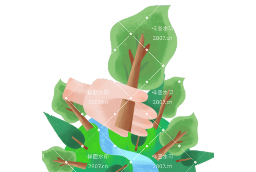 手绘植树节节日绿色元素