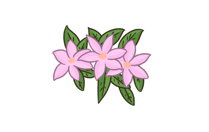 元素手绘卡通植物花卉铁线莲