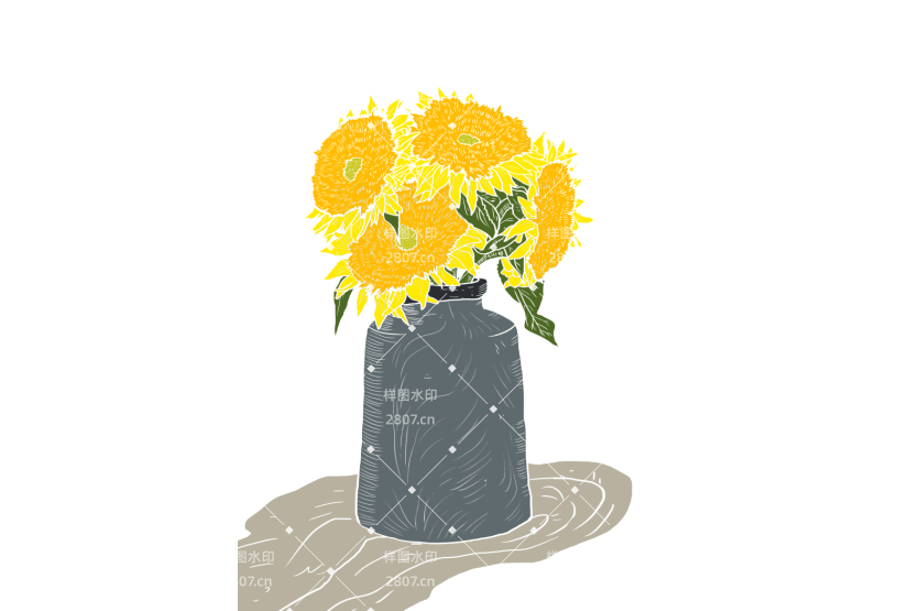 手绘花朵 手绘国风 向日葵 向日葵插画