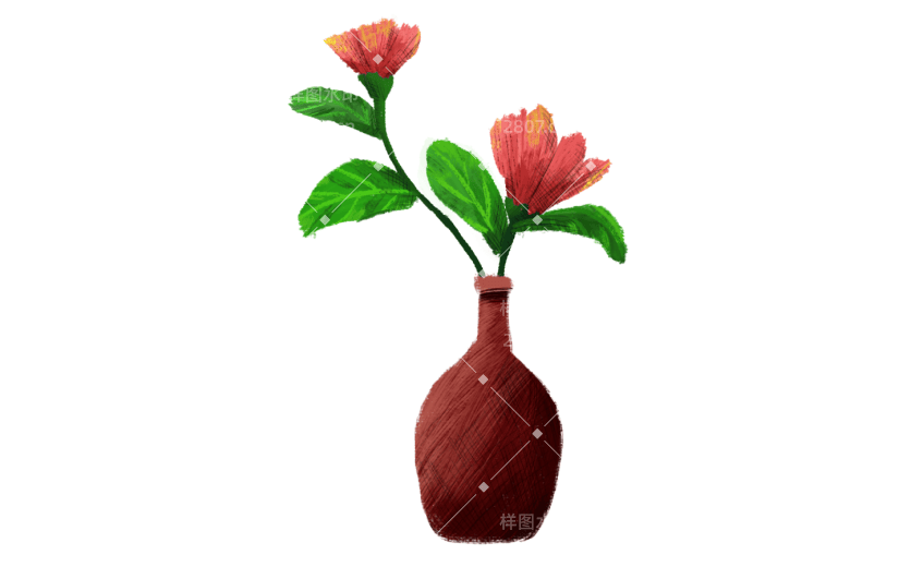 元素  卡通  油画 植物 盆景 花瓶 花卉 鲜花