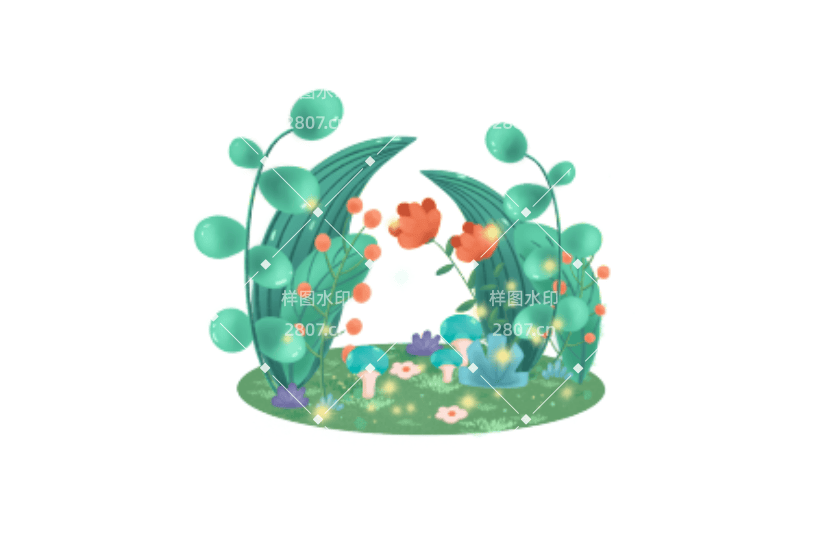 节气春天谷雨惊蛰植物草丛花朵植物元素