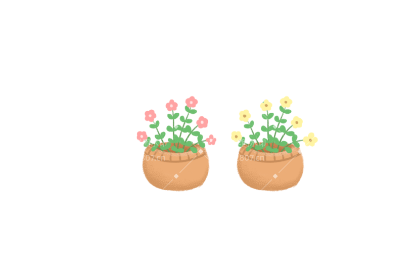 素材卡通花卉花朵花盆装饰