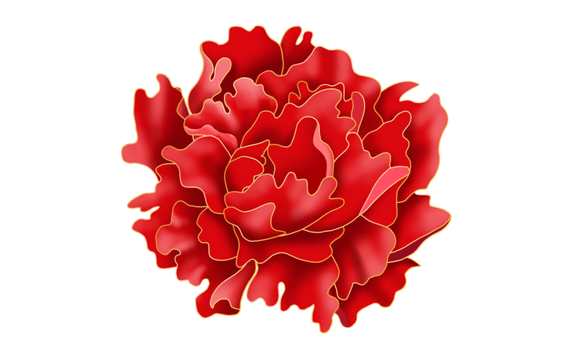元素红色牡丹花