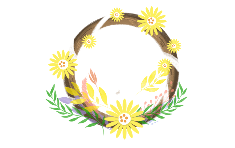 素材卡通花卉花环装饰