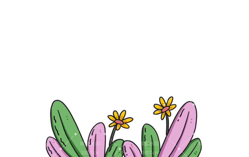 元素小清新植物花草插画元素