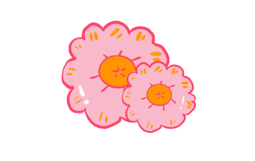 元素卡通花卉粉色