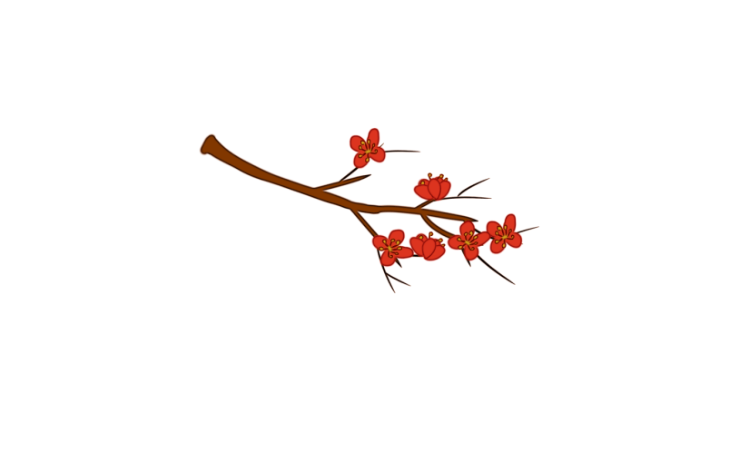 素材花卉花枝红色
