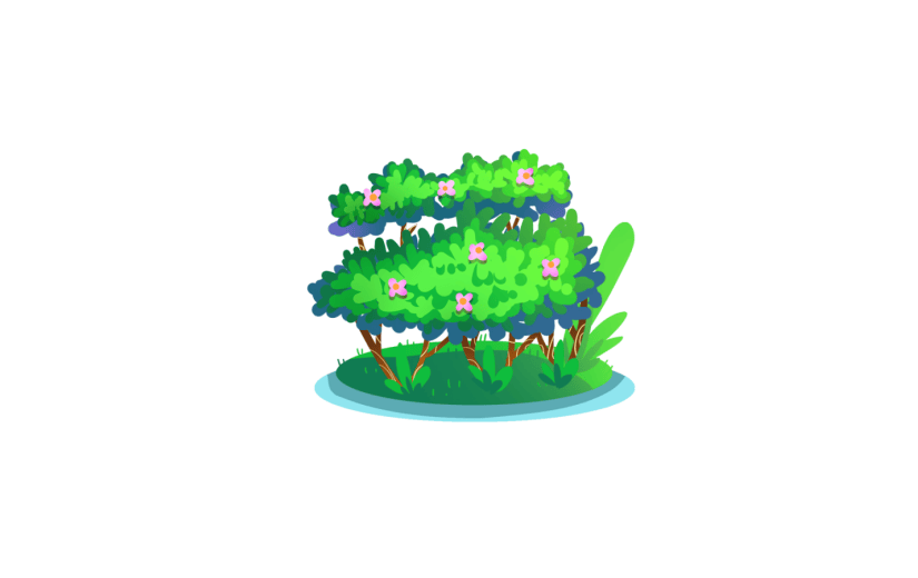 卡通绿色植物草丛花卉插画元素