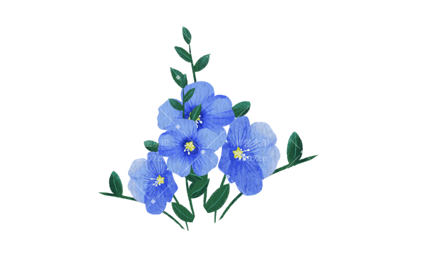 素材卡通花卉花朵蓝色装饰