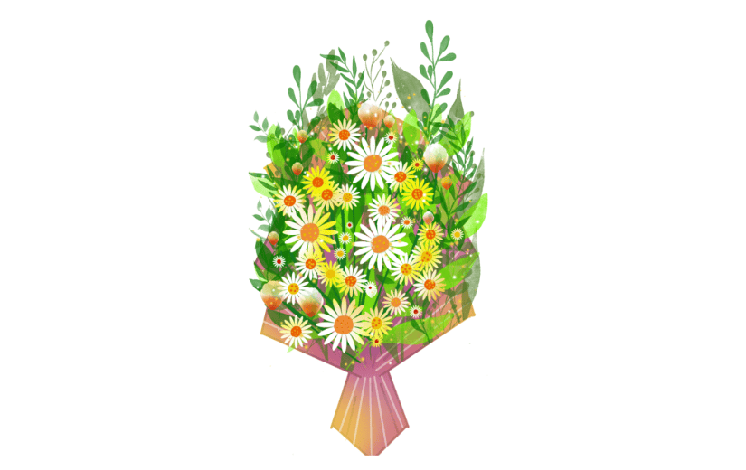 素材卡通花卉捧花装饰