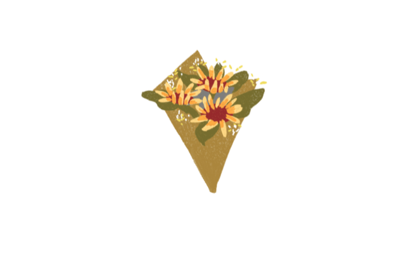 素材卡通捧红花卉装饰